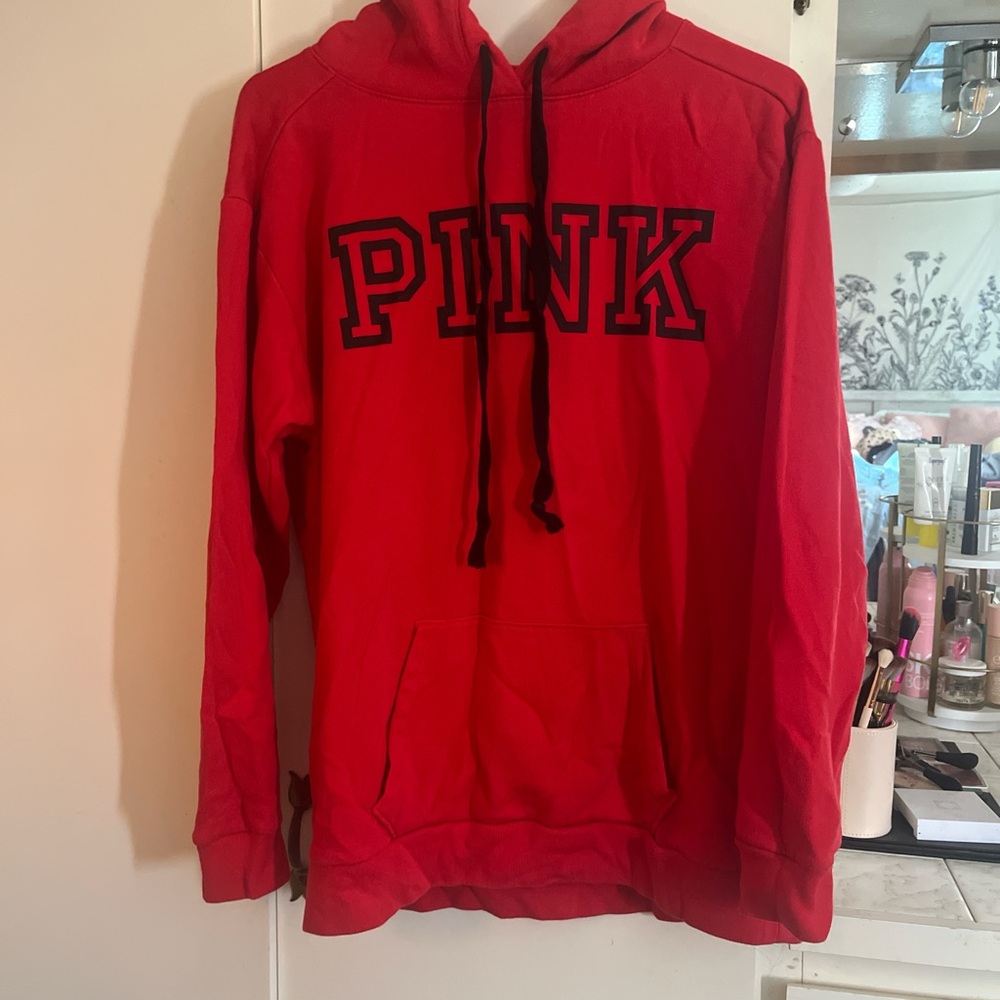 Victoria’s Secret pink red logo hoodie. Size small.